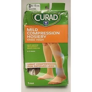 Curad - Knee-High - Mild Compression Hosiery - Beige - Regular Length 8-15 MMHG